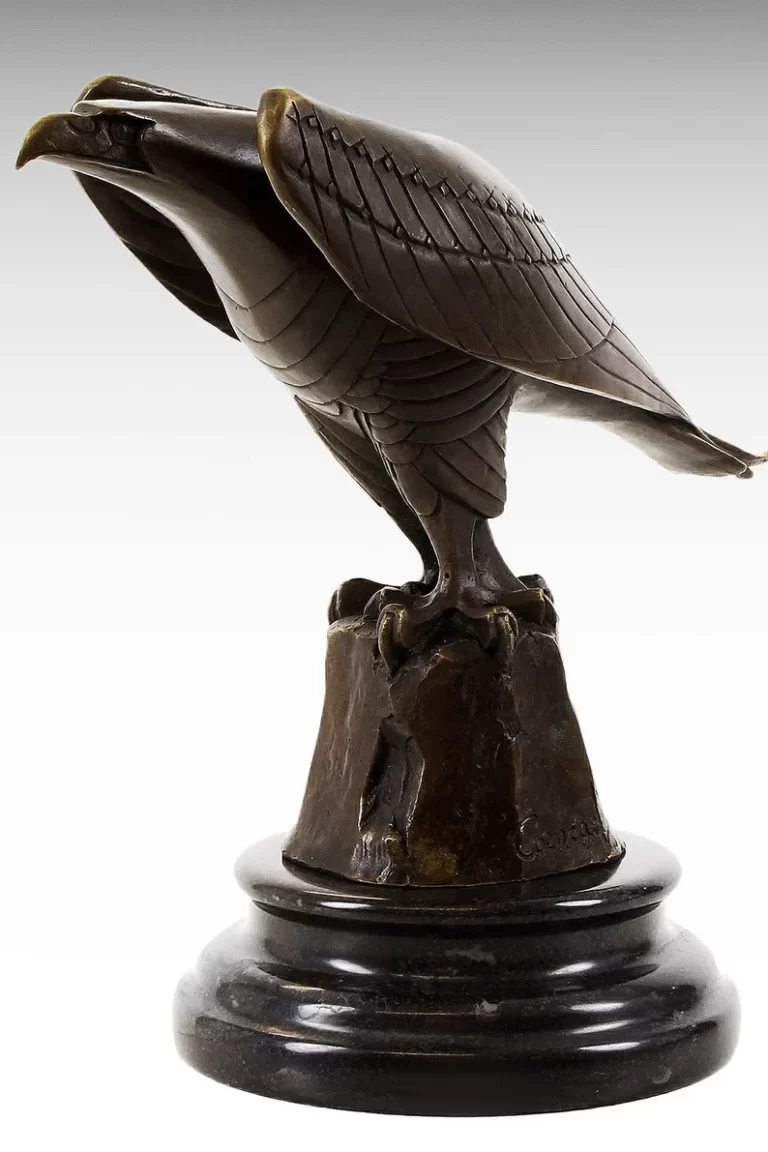 photo of Hawk Bronze Sculpture on Marble Base